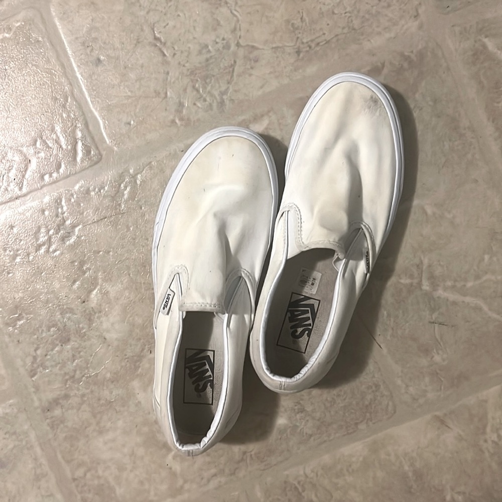 White Slip On Vans